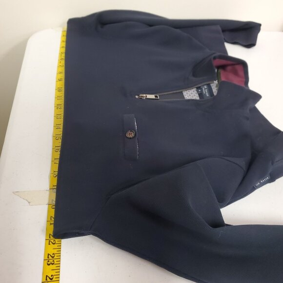 Ted Baker Womens 1/4 Zip Pullover Sweatshirt Size 4 Blue Preppy Designer Classic - Picture 7 of 10